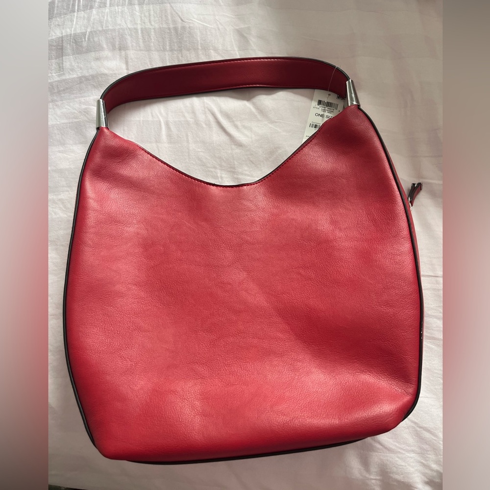 Large red shoulder bag